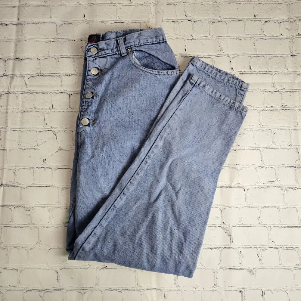 Vintage Sasson‎ Jeans Size 6 Button Fly High Rise Tapered Mom Skater Acid Wash